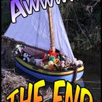 The Raven sailing into harbor with the lost explorers.
